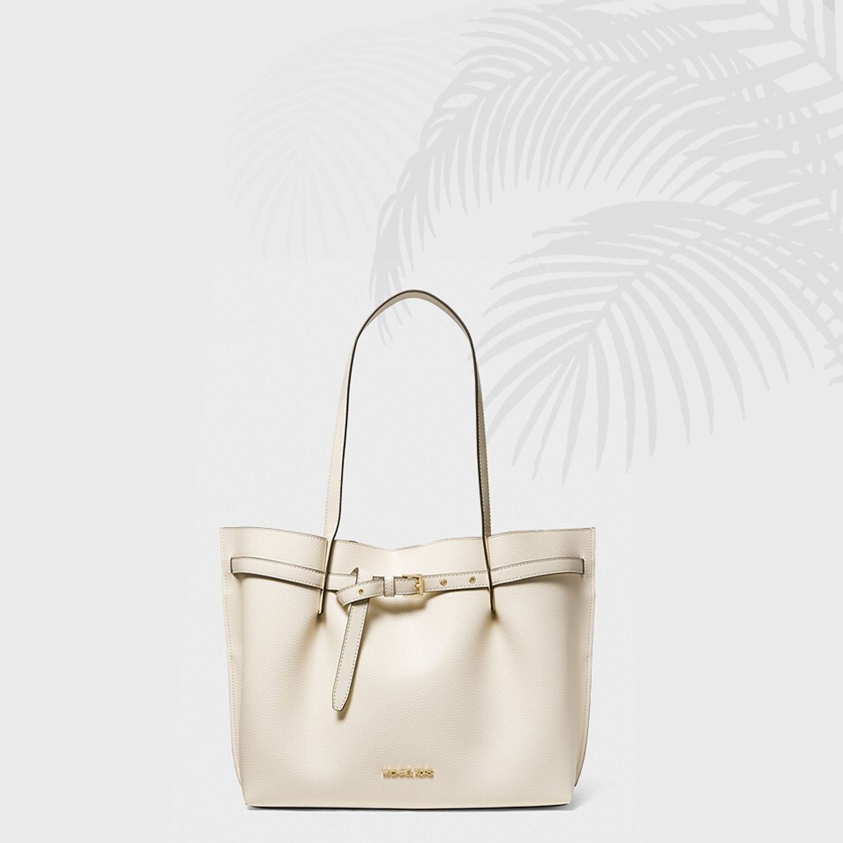 Michael Kors Emilia Large Pebbled Leather Tote Bag - light cream