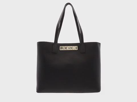 Love Moschino Borsa Pu Nero Lettering Logo Reversible