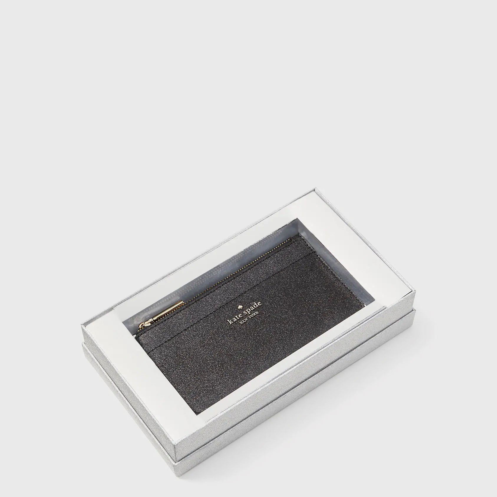 Kate Spade- Tinsel Boxed Large Slim Card Holder - black