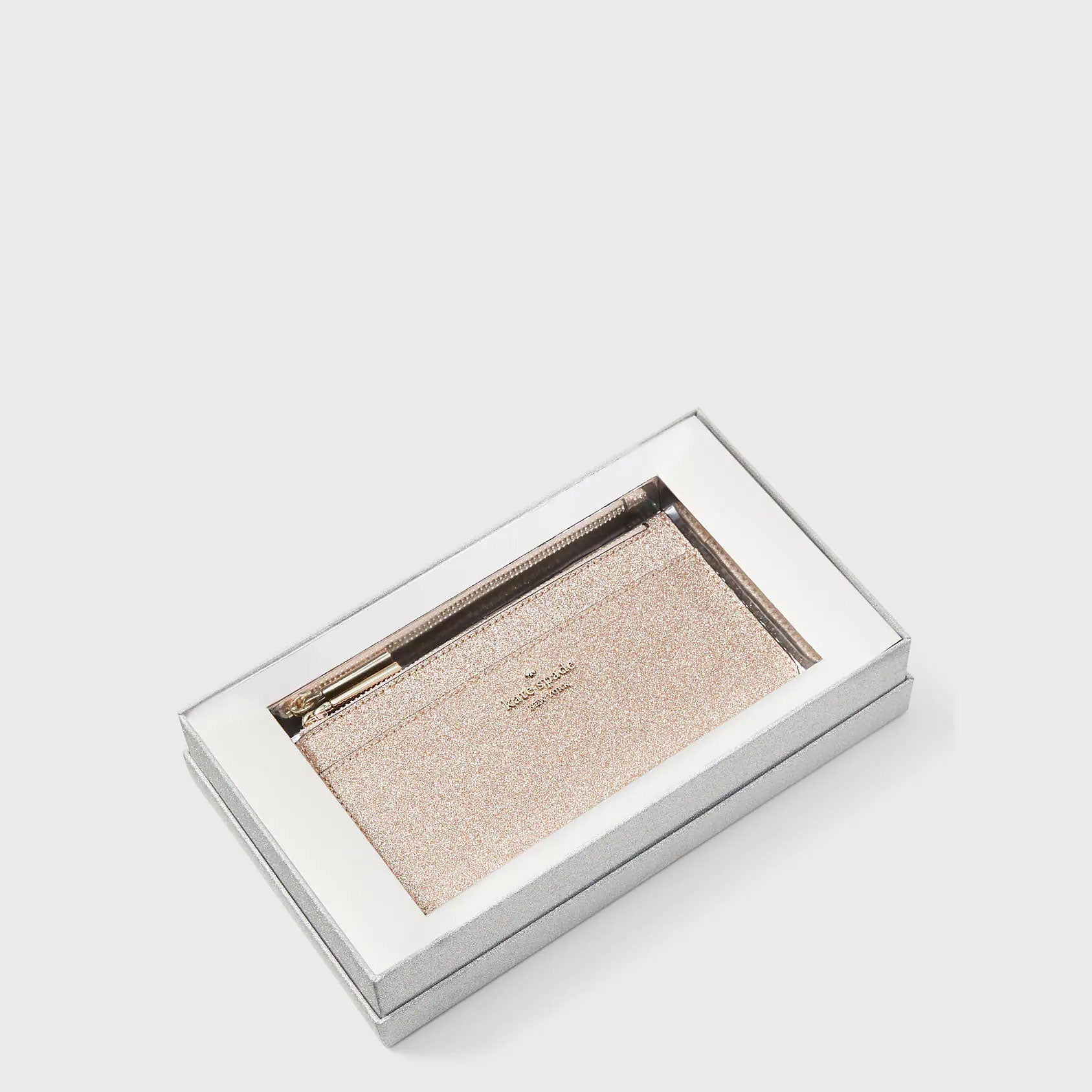 Kate Spade- Tinsel Boxed Large Slim Card Holder -  Rose Gold